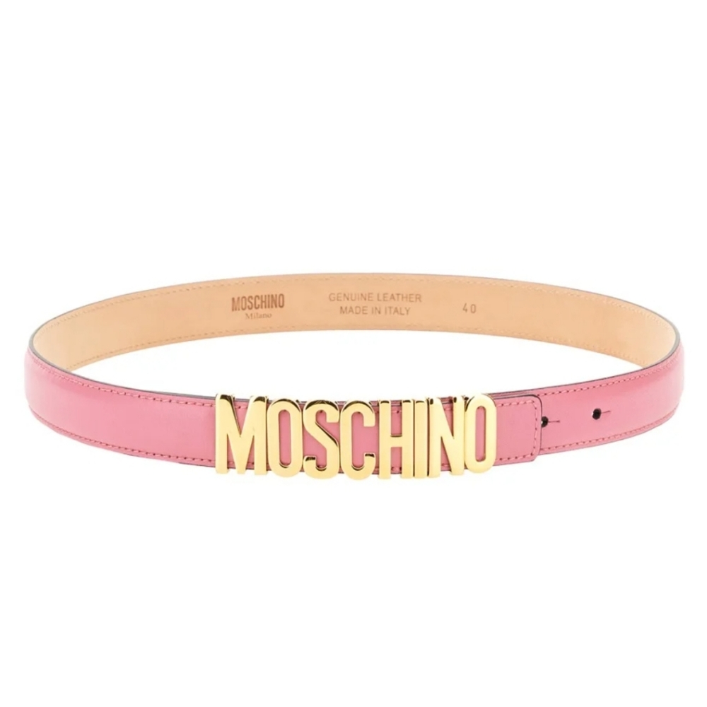 Nwt Moschino Logo Plaque Buckle Belt